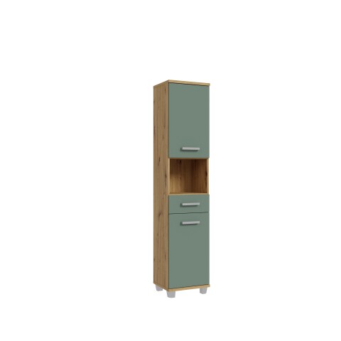Seitenschrank >Veris < in Artisan Eiche/Salbei  - 40,2x186,8x34,8cm (BxHxT)