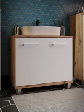 Waschbeckenunterschrank >Veris < in Artisan Eiche/ Secret Grey - 68,6x62x34,8cm (BxHxT)