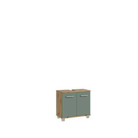 Waschbeckenunterschrank >Veris < in Artisan Eiche/Salbei  - 68,6x62x34,8cm (BxHxT)