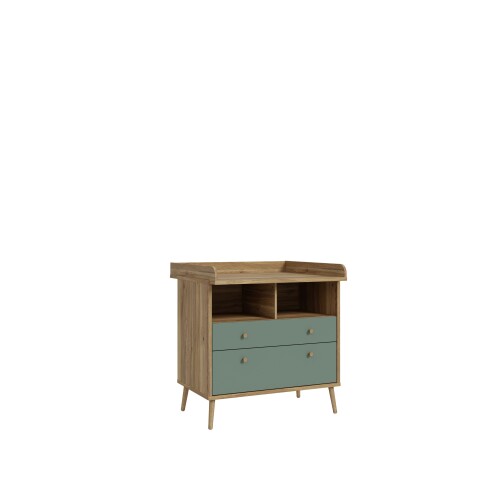 Wickelkommode >Whenua< in Mauvella Eiche/ Salbei  - 89,8x94,4x77cm (BxHxT)