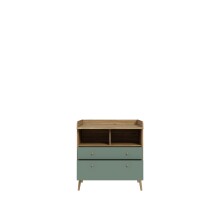 Wickelkommode >Whenua< in Mauvella Eiche/ Salbei  - 89,8x94,4x77cm (BxHxT)