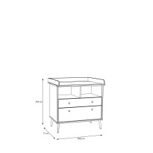 Wickelkommode >Whenua< in Mauvella Eiche/ Salbei  - 89,8x94,4x77cm (BxHxT)