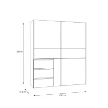 Schiebetürenschrank >WINN 2< in Weiss / Spiegel - 170,3x200,5x61,2cm (BxHxT)