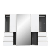 Schiebetürenschrank >WINN 2< in Weiss / Spiegel - 269,7x200,5x61cm (BxHxT)