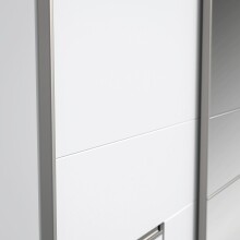 Schiebetürenschrank >WINN 2< in Weiss / Spiegel - 249x200,5x61cm (BxHxT)