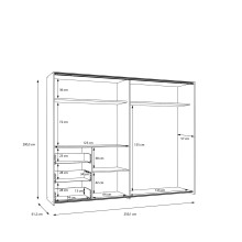 Schiebetürenschrank >WINN 2< in Weiss / Spiegel - 249x200,5x61cm (BxHxT)