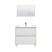 Badezimmer-Set >VERONA< in Eiche/Weiß Hochglanz - 80x80x45 (BxHxT)