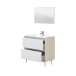 Badezimmer-Set >VERONA< in Eiche/Weiß Hochglanz - 80x80x45 (BxHxT)