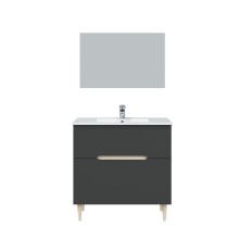 Badezimmer-Set >LOTTO< mit Spiegel und Waschbecken in anthrazit - 80x80x45 (BxHxT)