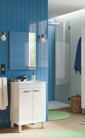 Badezimmer-Set >KONCEPT< in weiß glänzend - 50x80x40 (BxHxT)