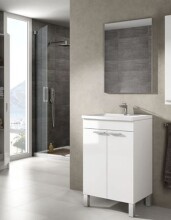 Badezimmer-Set >KONCEPT< in weiß glänzend - 50x80x40 (BxHxT)