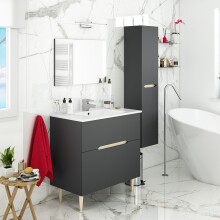 Badezimmer-Set >LOTTO< in Anthrazit-Grau/Eiche -...