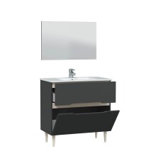 Badezimmer-Set >LOTTO< in Anthrazit-Grau/Eiche - 80x80x45 (BxHxT)