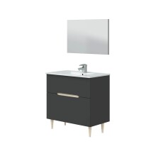 Badezimmer-Set >LOTTO< in Anthrazit-Grau/Eiche - 80x80x45 (BxHxT)