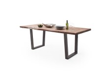 Baumkantentisch >Calabria< in Akazie natur / antik - 240x79,5x100 (BxHxT)