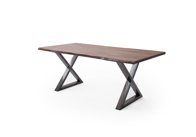 Baumkantentisch >Calabria< in Akazie walnuss / antik - 180x77,5x100 (BxHxT)