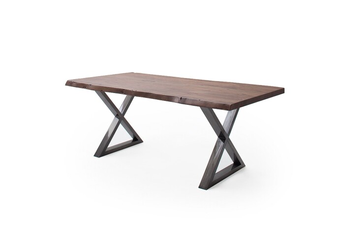 Baumkantentisch >Calabria< in Akazie walnuss / antik - 200x79,5x100 (BxHxT)