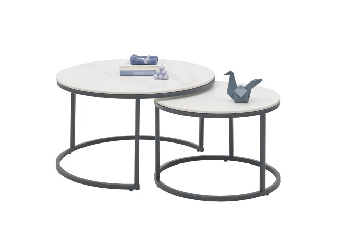 Couchtisch >Gino< (2er Set) in weiß, Keramik - 42x80cm (HxD)