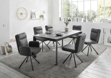 Esstisch >Paul< ausziehbar bis 240cm, anthrazit, Keramik - 180(240)x76x95cm (BxHxT)