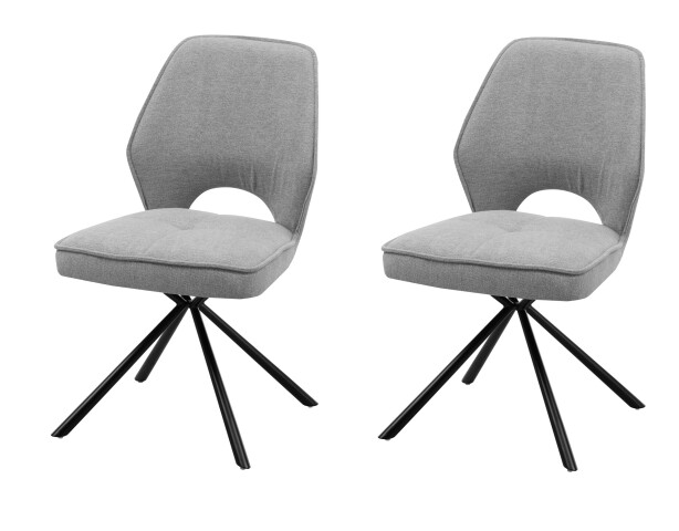 Esszimmerstuhl >Nadja< (2er Set) in grau, Stoffbezug - 48x89x60cm (BxHxT)