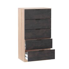 Kommode >Chests of 5 Drawers< in Kanadische-Eiche/Oxid - 60x110x40 (BxHxT)