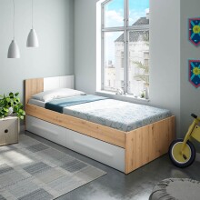 Kinderbett >NOA< in Nodi-Eiche/Artik-Weiß -...