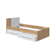 Kinderbett >NOA< in Nodi-Eiche/Artik-Weiß - 196x77x92 (BxHxT)