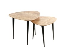 Couchtisch >52941< in akazie, schwarz, Massivholz, Metall - 55x46x55 (BxHxT)