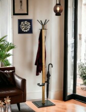Garderobenständer >54325< in eiche, schwarz - 40x180x40 (BxHxT)