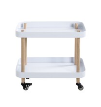 Servierwagen >54318< in natur, weiß, Massivholz, Metall - 50x47x30cm (BxHxT)