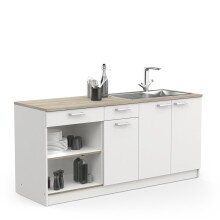 Miniküche >COOKING< in Matt weiß - 180x82,5x60cm (BxHxT)