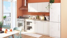 Miniküche >COOKING< in Matt weiß - 180x82,5x60cm (BxHxT)