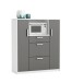 Mikrowellenumbauschrank >FLAVOR< in dunkelgrau - 116,2x132,2x40cm (BxHxT)
