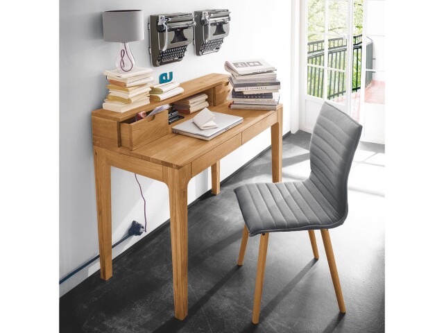 Schreibtisch >Timo< in Wildeiche aus Massivholz - 110x55cm (BxT)