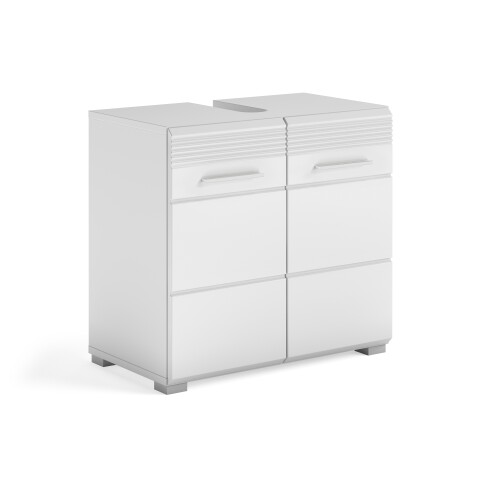 Waschbeckenunterschrank >Linus< in Weiß Hochglanz - 60x56x34cm (BxHxT)