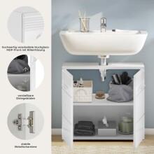 Waschbeckenunterschrank >Linus< in Weiß Hochglanz - 60x56x34cm (BxHxT)