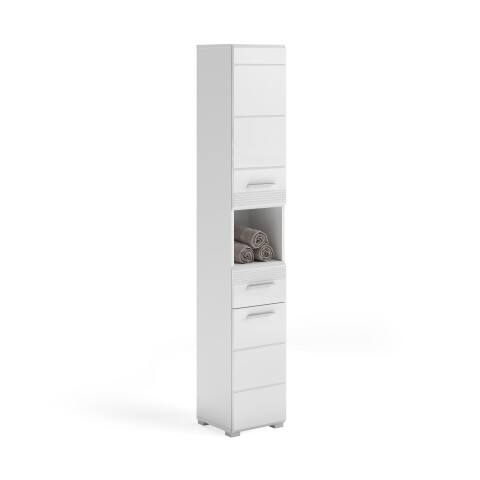 Hochschrank >Linus< in Weiß Hochglanz - 30x182x31cm (BxHxT)