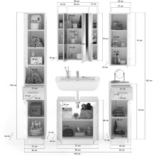 Badezimmer-Set >Linus< in Weiß Hochglanz - 150x182x34cm (BxHxT)