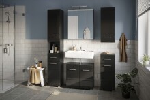 Hochschrank >Linus< in Schwarz Hochglanz - 30x80x31cm (BxHxT)