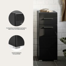 Hochschrank >Linus< in Schwarz Hochglanz - 30x80x31cm (BxHxT)