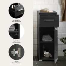 Hochschrank >Linus< in Schwarz Hochglanz - 30x80x31cm (BxHxT)