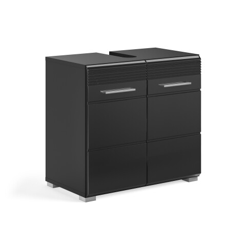 Waschbeckenunterschrank >Linus< in Schwarz Hochglanz - 60x56x34cm (BxHxT)