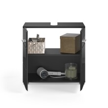 Waschbeckenunterschrank >Linus< in Schwarz Hochglanz - 60x56x34cm (BxHxT)