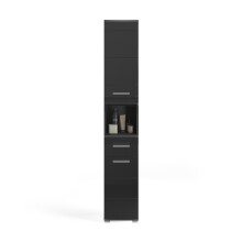 Hochschrank >Linus< in Schwarz Hochglanz - 30x182x31cm (BxHxT)