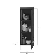 Hängeschrank >Linus< in Schwarz Hochglanz - 30x77x23cm (BxHxT)