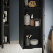Hängeschrank >Linus< in Schwarz Hochglanz - 30x77x23cm (BxHxT)