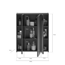 Badezimmerspiegelschrank >Linus< in Schwarz / Spiegelglas - 60x70x18cm (BxHxT)