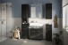 Badezimmerspiegelschrank >Linus< in Schwarz / Spiegelglas - 60x70x18cm (BxHxT)