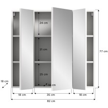 Badezimmerspiegelschrank >Vira< in Weiß Hochglanz - 60x77x18cm (BxHxT)