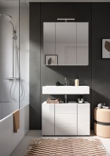 Badezimmerspiegelschrank >Vira< in Weiß Hochglanz - 60x77x18cm (BxHxT)